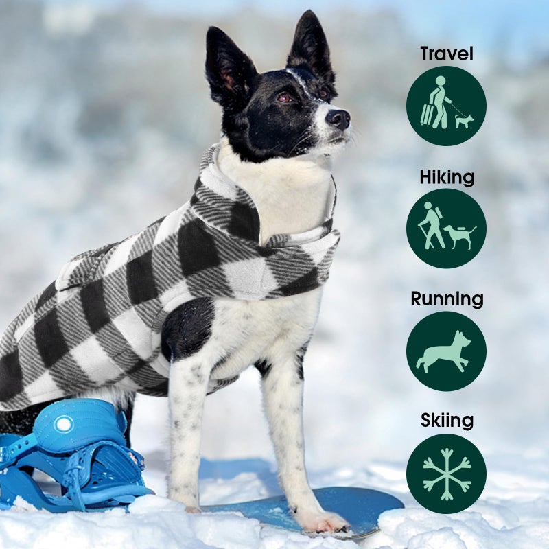 Kuoser Dog Winter Coat, Windproof Dog Fleece Jacket British Style Plaid Cold Weather Doggie Vest Coats, Reversible Cozy Warm Puppy Clothes Pet Apparel for Small Dogs XS - Image 5